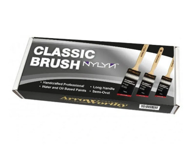 Image of Arroworthy Classic Semi-Oval Angle Long Handle Paint Brush Box Set 3 Pack