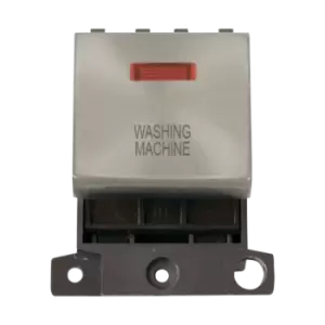 Image of Click Scolmore MiniGrid 20A Double-Pole Ingot & Neon Washing Machine Switch Satin Chrome - MD023SC-WM