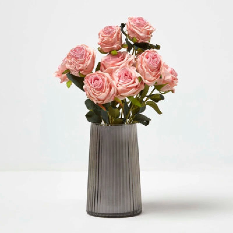 Image of Homescapes Artificial Bouquet of Roses Pink