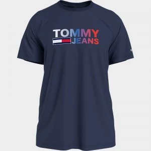 Image of Tommy Jeans Mens Colour Corporation Logo T-Shirt - Twilight Navy - S