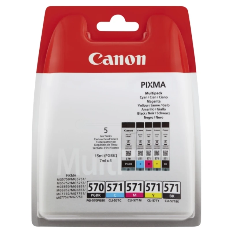 Image of Canon PGI570XL/571 Tri Colour & Black Ink Cartridges - Multipack, Black 8714574679228