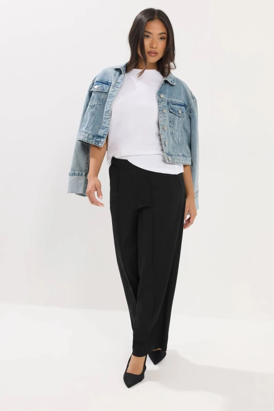 Image of PixieGirl Womens Petite Pintuck Trousers in Black Size: 18S Black Female 18S