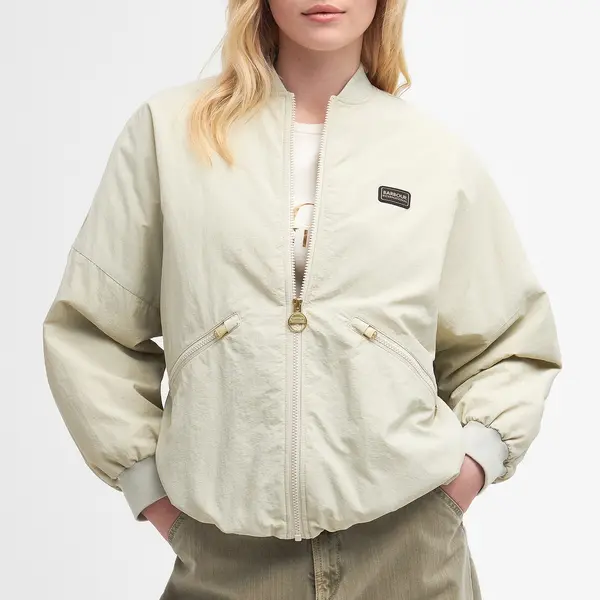 Image of Barbour International Mansell Shell Bomber Jacket - UK 8 Cream Coats and Jackets female LCA0337ST11 UK 8