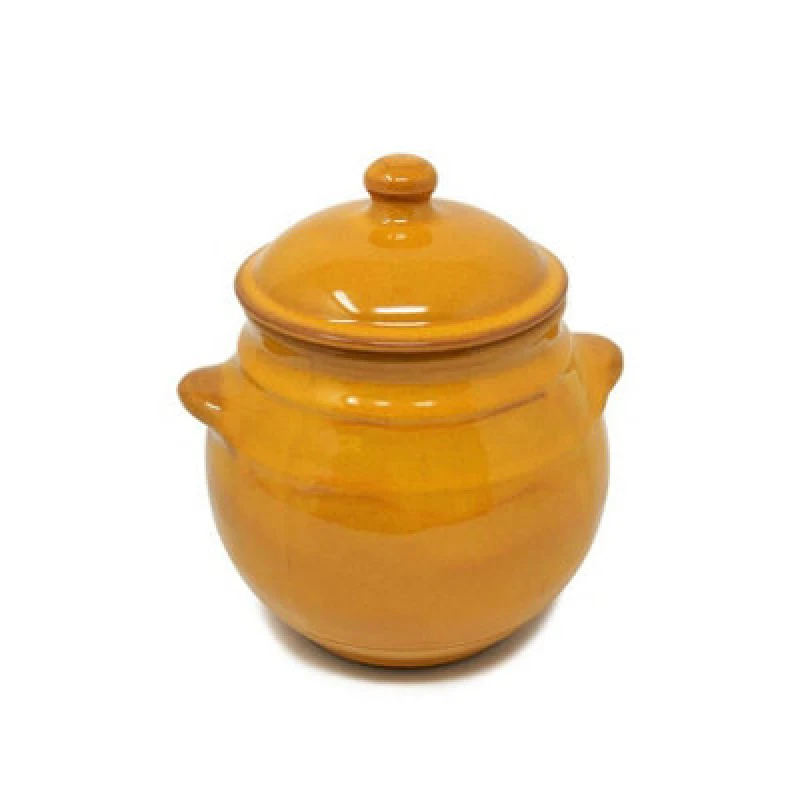 Image of Verano Spanish Ceramics Selena Hand Dipped Glaze Ceramic Kitchen Dining Storage Jar W/lid (H) 23Cm Orange
