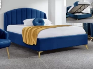 Image of GFW Pettine 5ft King Size Royal Blue Upholstered Fabric Ottoman Bed Frame