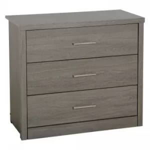 Image of Lisbon Black Woodgrain 3 Drawer Chest of Drawers