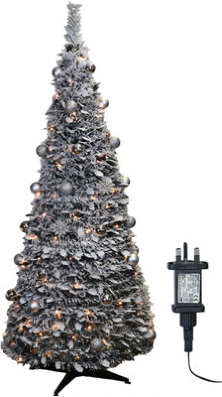 Image of Xmas Haus 2.1M Pre-Lit 200Ww LED Popup Silver Decor Xmas Tree