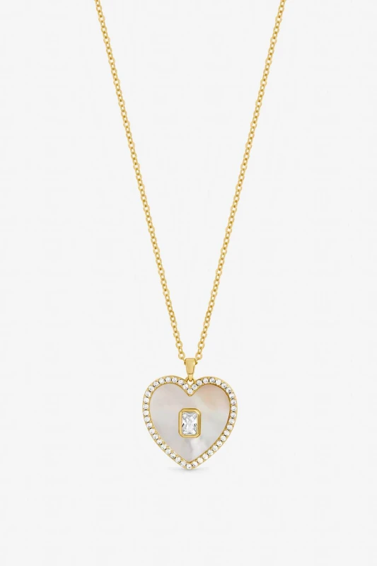 Image of Jon Richard Womens Gold Plated & Mother of Pearl Heart Pendant Gold Female One Size