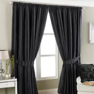 Image of Riva Home Salzburg Striped Pocket Top Curtains (229 x 229 cm) (Black)