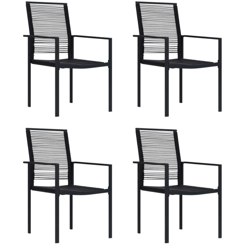 Image of MINKUROW Garden Chairs 4 pcs pvc Rattan Black vidaXL LFQ- 312172
