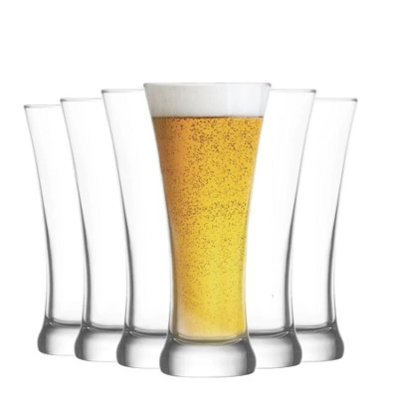 Image of LAV Sorgum Pilsner Beer Glasses - 380ml - Clear - Pack of 6 Clear