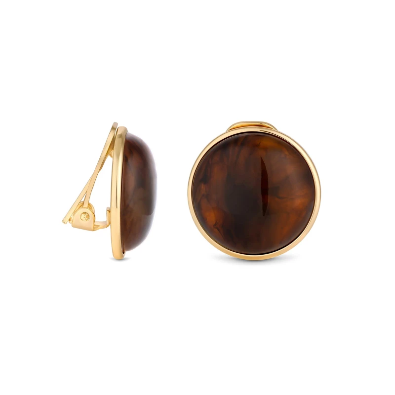 Image of Jon Richard Gold Plated Tort Shell Dome Clip Earrings Jewellery Sets One Size Gold 70982910000