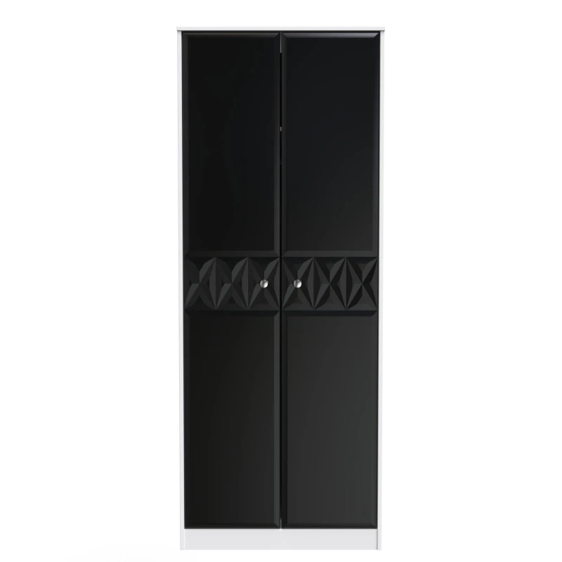Image of Toledo 2 Door Wardrobe In Deep Black & White (Ready Assembled)