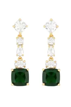 Image of Gold Plated Mixed Stone Emerald Cubic Zirconia Drop Earrings
