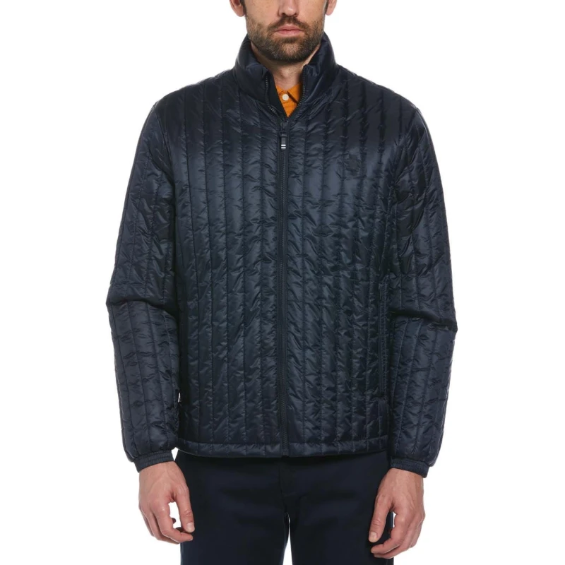 Image of Original Penguin Vertical Quilted Jacket - Blue Blue M