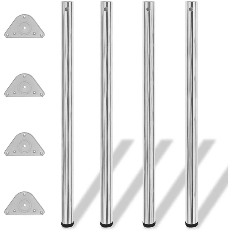 Image of VIDAXL 4 Height Adjustable Table Legs Chrome 1100 mm Vidaxl 8718475946595