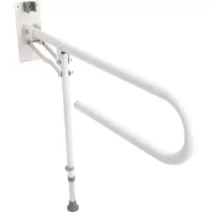 Image of Croydex Drop Down Grab Bar with Leg in White Steel