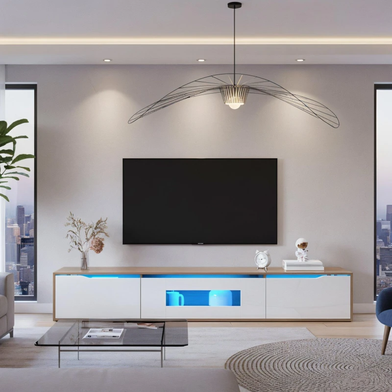 Image of Urban Meuble Modern TV Stand White Design with Ample Storage White unisex One Size