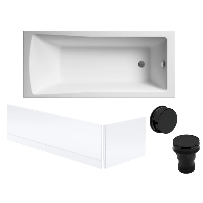 Image of Balterley Square Single Ended Bath Front End Panels Black Waste 1700x700mm Black