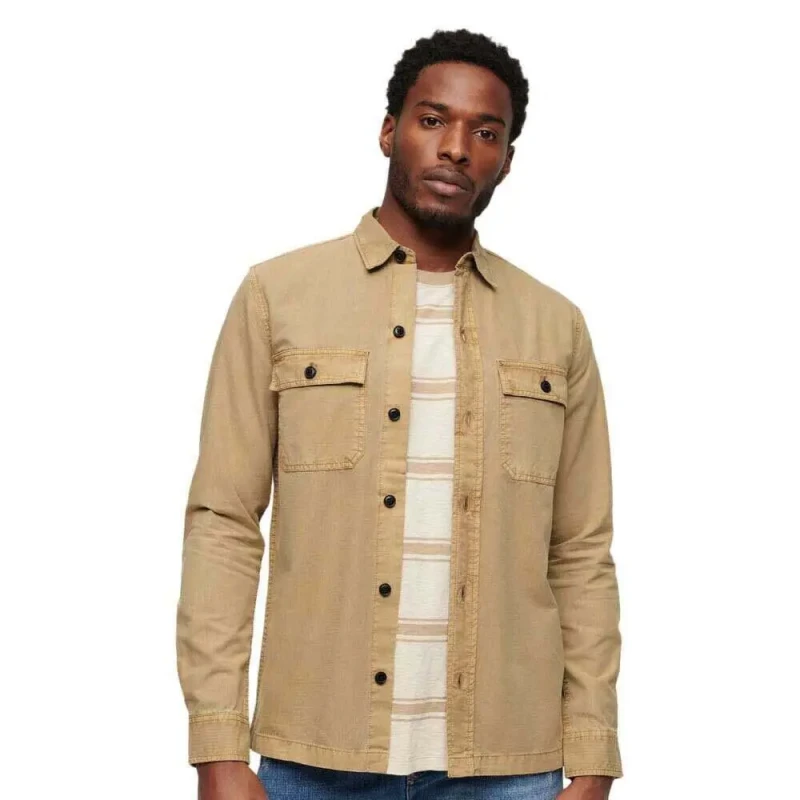 Image of Superdry Long-sleeved military shirt Superdry Marron Male L
