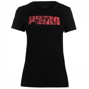 Image of Puma Big Logo QT T Shirt Ladies - Black/Pink