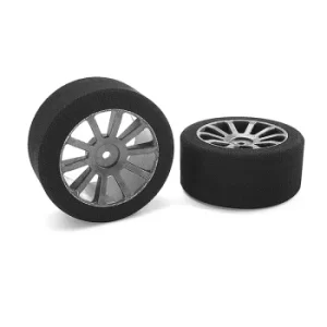 Image of Corally Attack Foam Tires 1/10 Gp Touring 42 Shore 30Mm Rear Carbon Rims 2Pcs