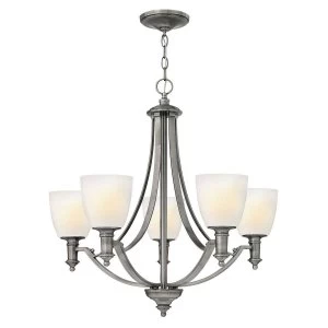 Image of 5 Light Multi Arm Chandelier Antique Nickel Finish, E27
