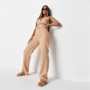 Image of Missguided Tall Belted Trousers - Beige