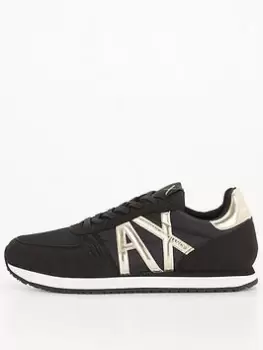 Image of Armani Exchange Suede Mix Trainer - Black, Size 40, Women