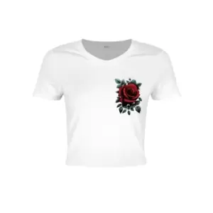 Image of Requiem Collective Womens/Ladies Cardinal Rose Crop Top (M) (White)