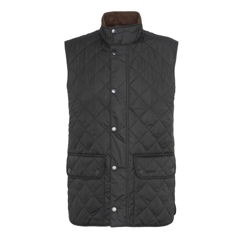 Image of Barbour Mens Lowerdale Diamond-Quilted Gilet Black BK11 male M