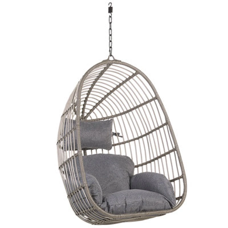 Image of Beliani Hanging Chair Casoli Pe Rattan Grey