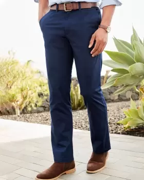 Image of Cotton Traders Mens Active Waist Stretch Trousers in Blue