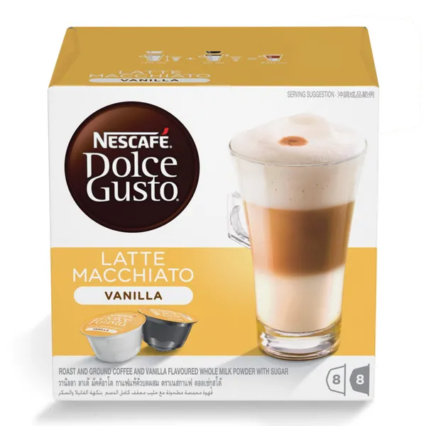 Image of Nescafe Dolce Gusto Latte Macchiato Vanilla Coffee 16 Capsules