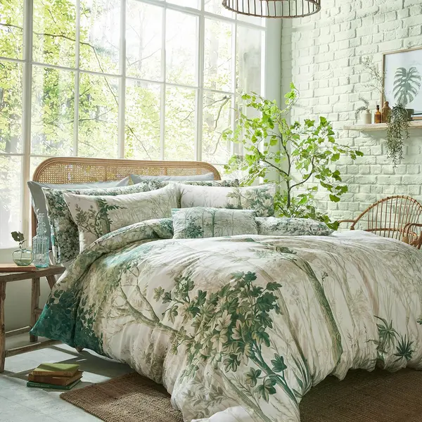 Image of Graham & Brown Coppice Forest Duvet Set, Double, Sage