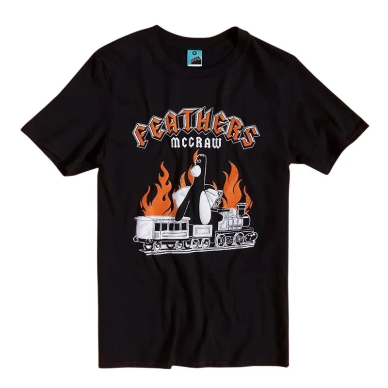Image of Wallace & Gromit Mens Feathers McGraw Rock T-Shirt in Black Size: Medium Black Male M