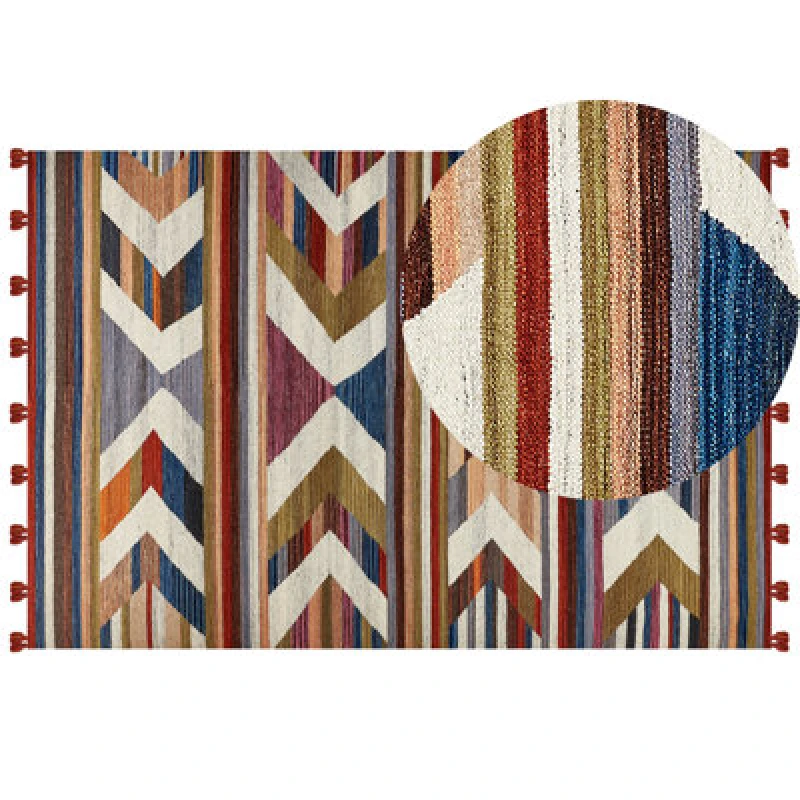Image of Beliani Rug Mrgashat Multicolour 200 X 300 Cm Wool Kilim
