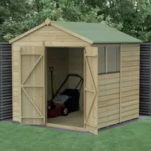 Image of 7' x 7' Forest Beckwood 25yr Guarantee Shiplap Pressure Treated Double Door Apex Wooden Shed (2.28m x 2.12m)