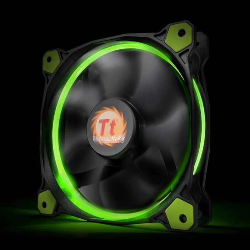 Image of Thermaltake Riing 14 Computer case Fan 14cm Black. Green