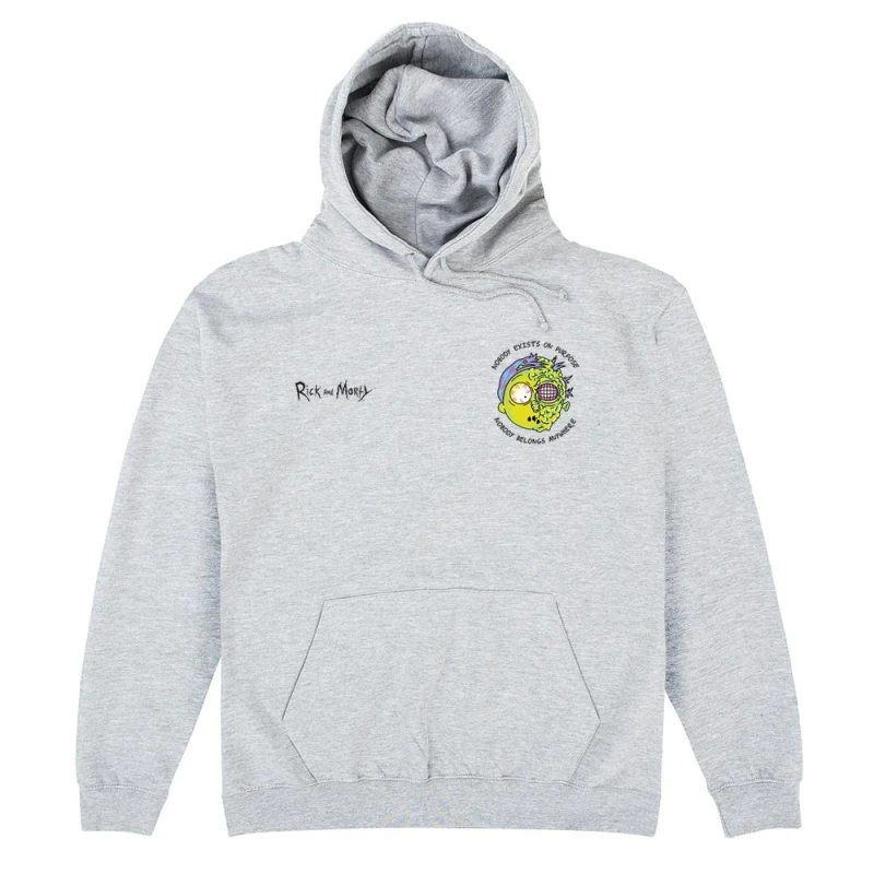 Image of Rick & Morty Mens Nobody Exists Hoodie in Grey Size: Small Grey Male S