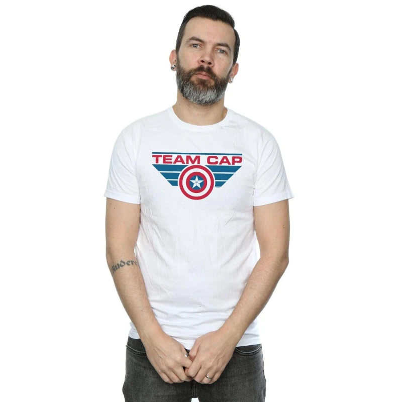 Image of Marvel Marvel Men Captain America Civil War Team Cap T-Shirt in White Size: Small White S Male 5057068030406