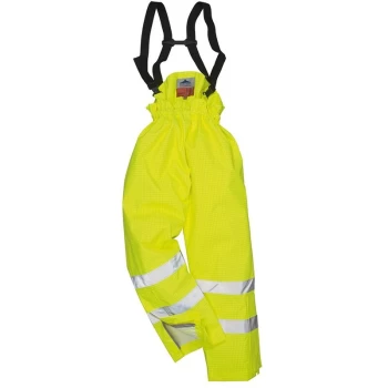 Image of Portwest - S780YERXXXL - sz 3XL Bizflame Rain Unlined - Hi-Vis Antistatic FR Trouser - Yellow