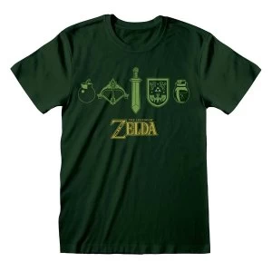 Image of The Legend Of Zelda - Icons Unisex Medium T-Shirt - Green