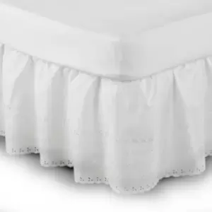 Image of Belledorm Easy Fit Broidery Anglaise Platform Valance (Kingsize) (White) - White