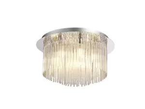 Image of Semi Flush Ceiling Light, 6 x G9, IP44, Polished Chrome, Clear Glass