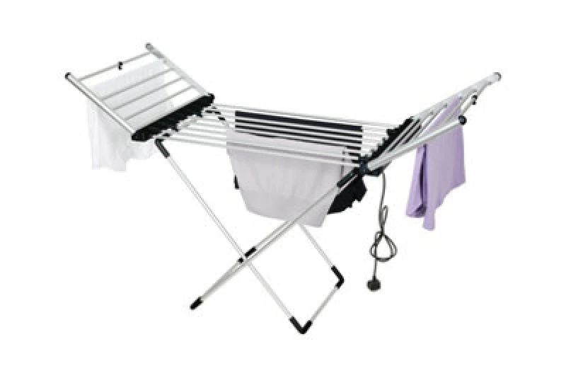 Image of Groundlevel Extra Large 20 Bar Heated Electric Winged Clothes Airer With Timer