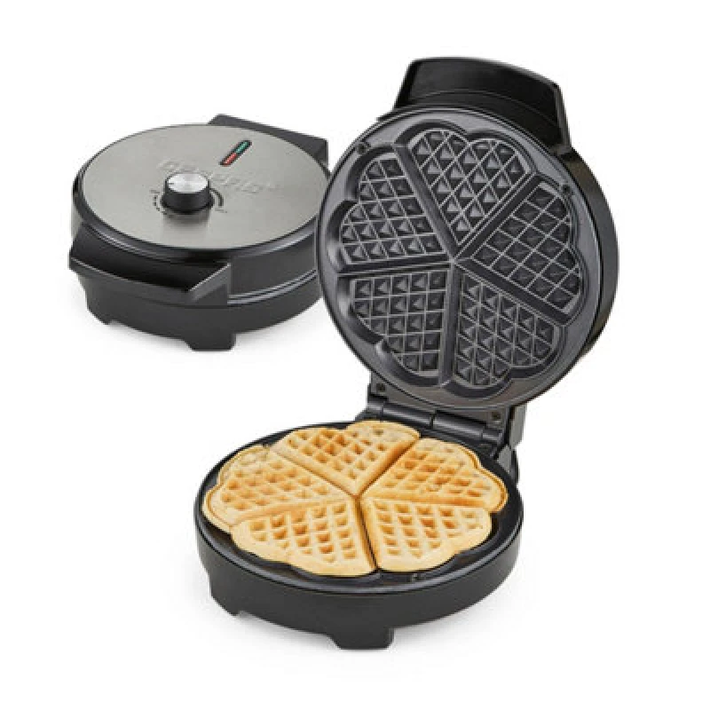 Image of Geepas 1000W Waffle Maker Iron Heart Shape Non Stick 5 Belgian Machine Baking Black unisex