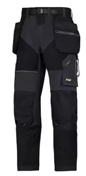 Image of Snickers FlexiWork Black Mens Polyester Trousers 36in, 80cm Waist