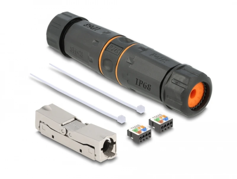 Image of DeLOCK Cable connector LSA to LSA Cat.6A IP68 waterproof black