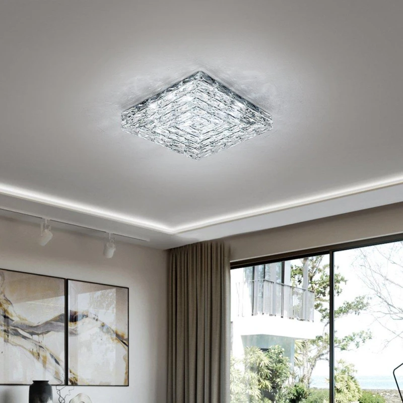 Image of Kabinet UK Modern Square Crystal LED Ceiling Light White unisex One size